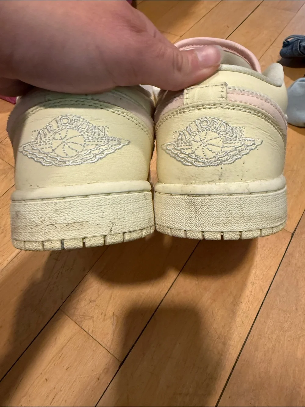 Air Jordan 1 Low SE Cream and Light Pink Low-Top Sneaker